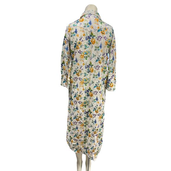 NEW / R13 Liberty London Cowboy Floral Shirt Dress Midi White - Picture 11 of 11